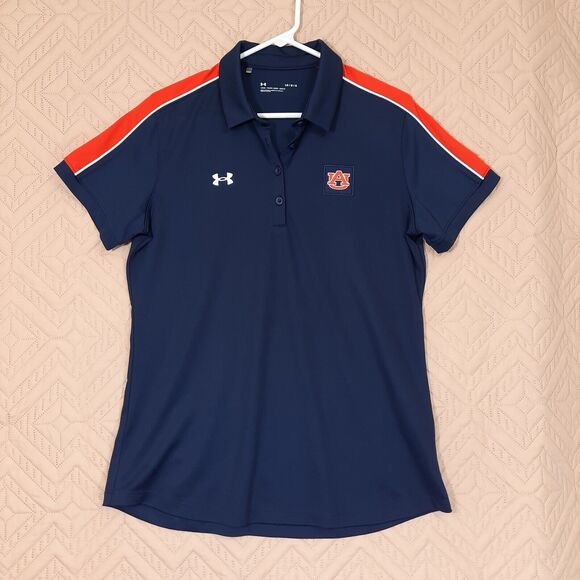 Set of 2 Under Armour Polo Shirt Navy Blue Auburn Tigers SEC Football Sz Large - Picture 6 of 12